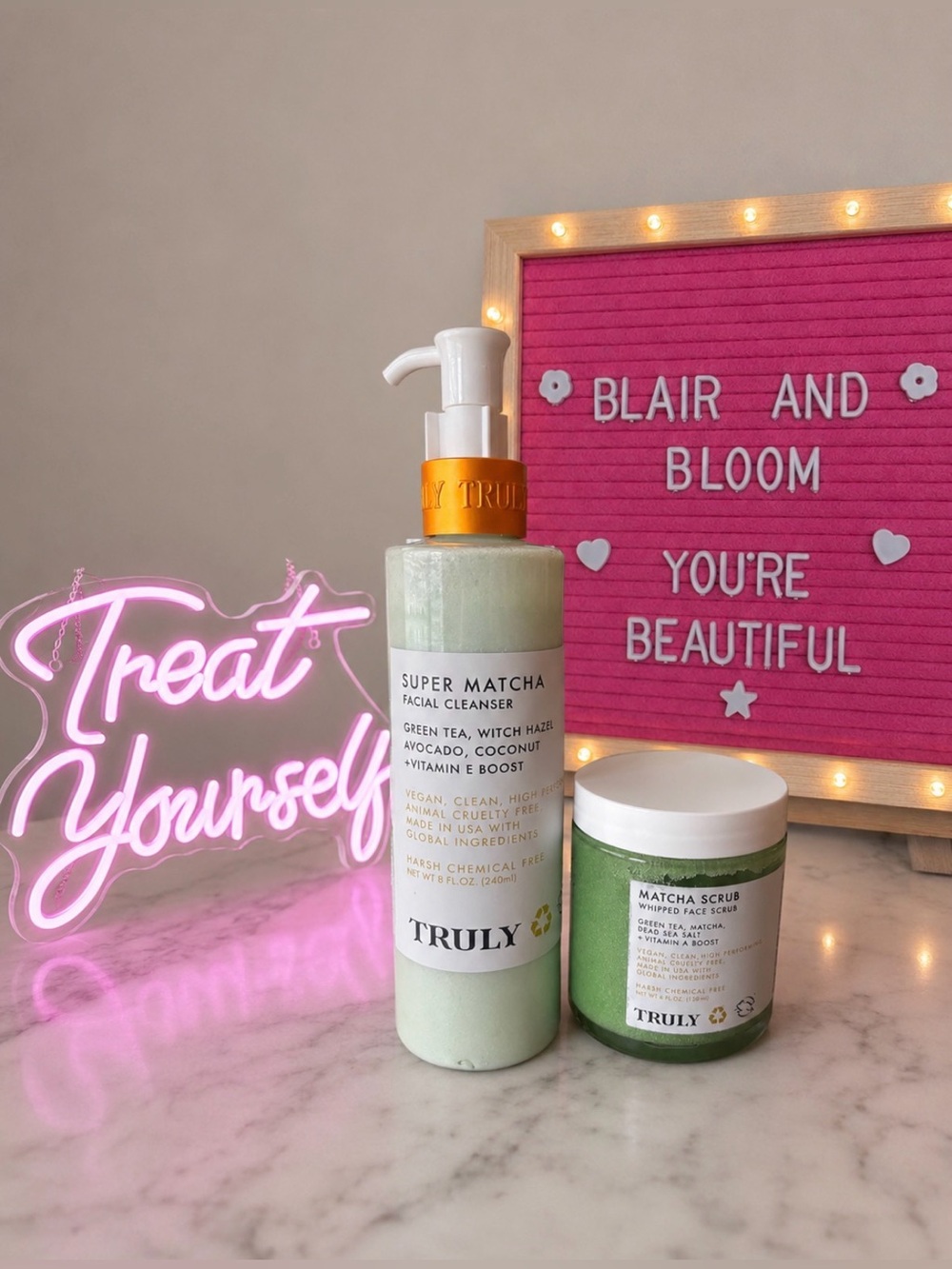Truly Beauty Super Matcha Facial Cleanser & Matcha Whipped Face Scrub